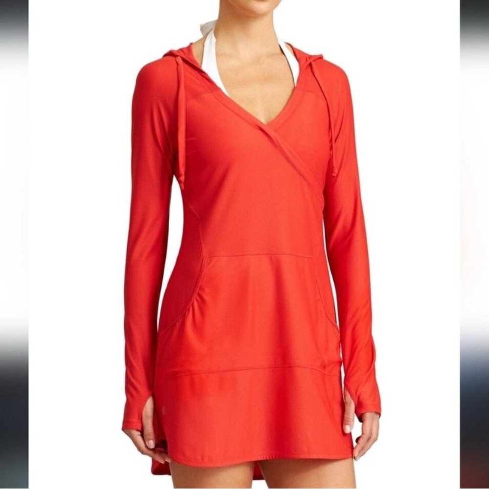 Athleta Red Swim Coverup Wrap V-Neck LG